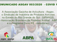 COMUNICADO 003/2020 - ASGAV/SIPARGS/ABPA/PROGRAMA OVOS RS - COVID 19