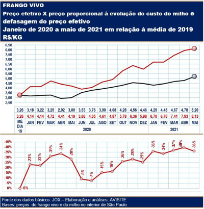 Frango vivo: a defasagem de preço em relação à principal matéria-prima, o milho