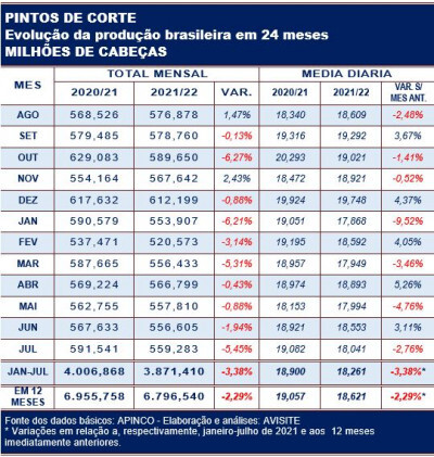 Pintos de corte: produção segue aquém dos 4 bilhões de cabeças de um ano atrás