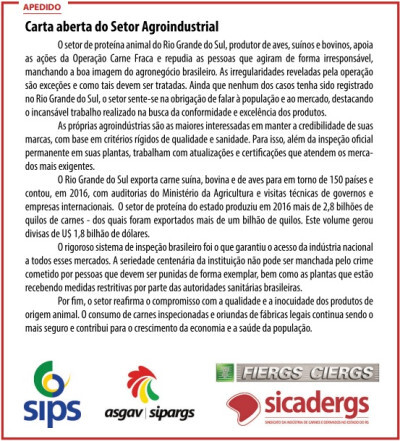 Carta aberta ao Setor Agroindustrial